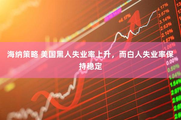 海纳策略 美国黑人失业率上升，而白人失业率保持稳定